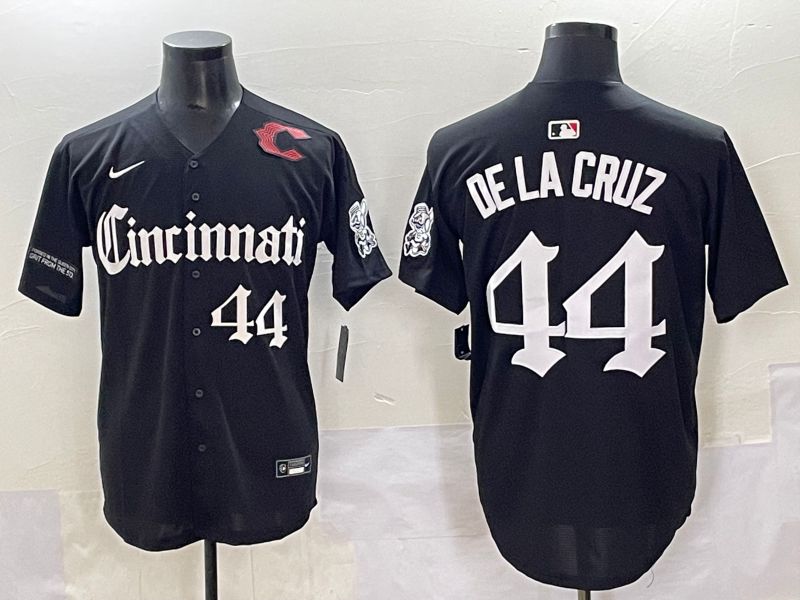 Men 2025 Cincinnati Reds #44 Delacruz Black Five generations Joint Name Nike MLB Jersey style 10